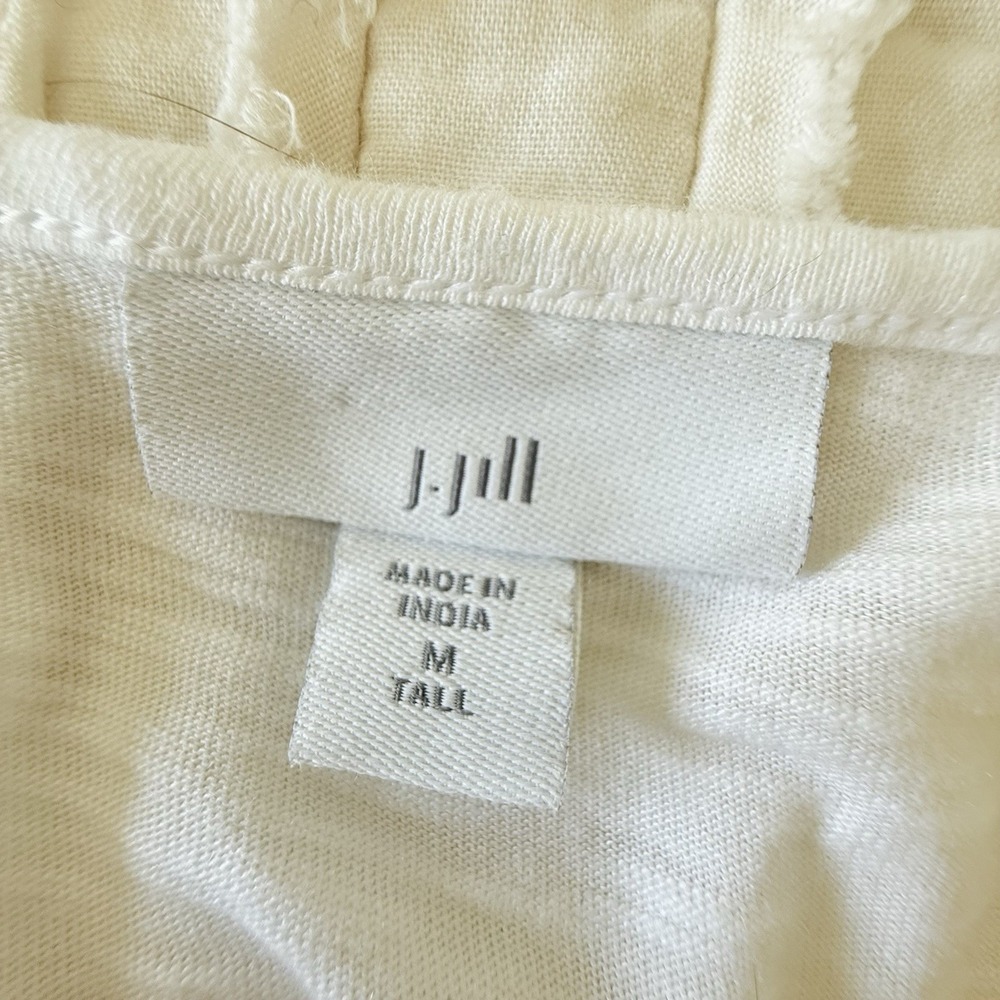 J.Jill top Woman MT White Scandi Euro Summer Coastal embroidered sleeve - Picture 6 of 8